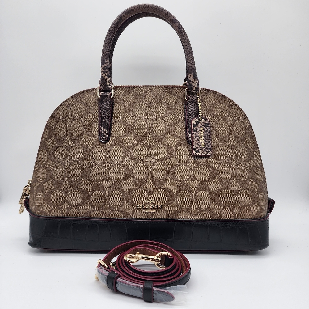 Coach Signature Sierra Exotic Mix Leather Satchel Handbag with FLAW - Picture 8 of 16